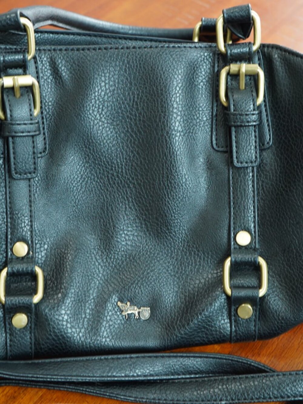 Mathew & Julia Large Black Purse - 3 Sections - Convertible Straps
